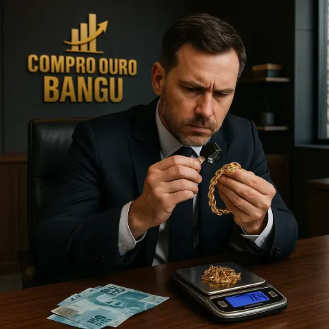 Especialista avaliando joias de ouro em Senador Camará